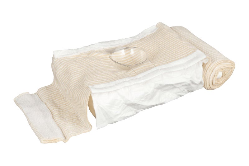 Coban TacMed Solutions OLAES 4â€ Flat Modular Trauma Bandage with Pressure Cup, 4" W x 7" L x 2.5" D Compression Trauma Wound Dressing - Latex-Free Emergency Bandage - Image 2